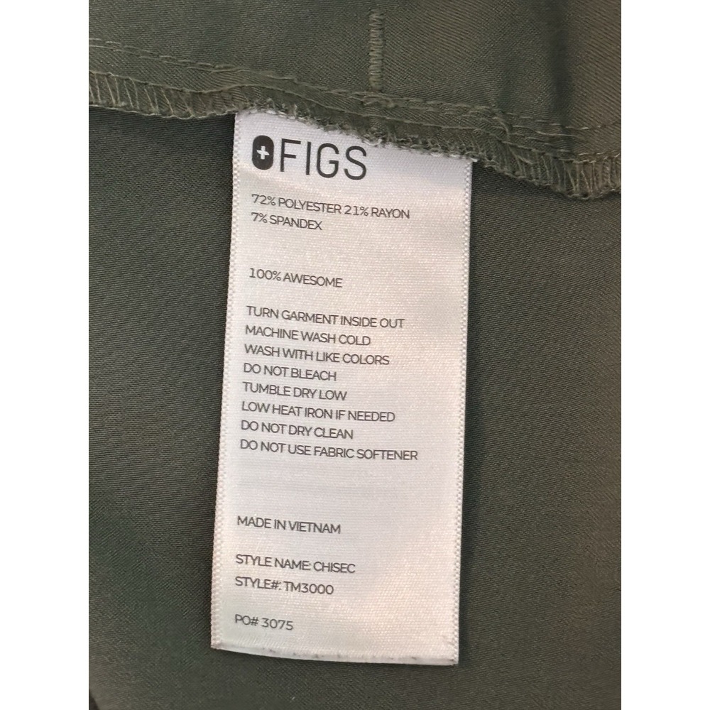 FIGS Technical Collection Olive Green V-Neck Scrub Top Small Mens Medical EUC - Picture 6 of 6